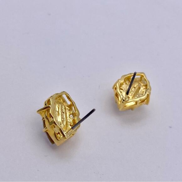 LIND 14K HGE Aurora Borealis Rhinestone Navette Post Earrings - Picture 11 of 13